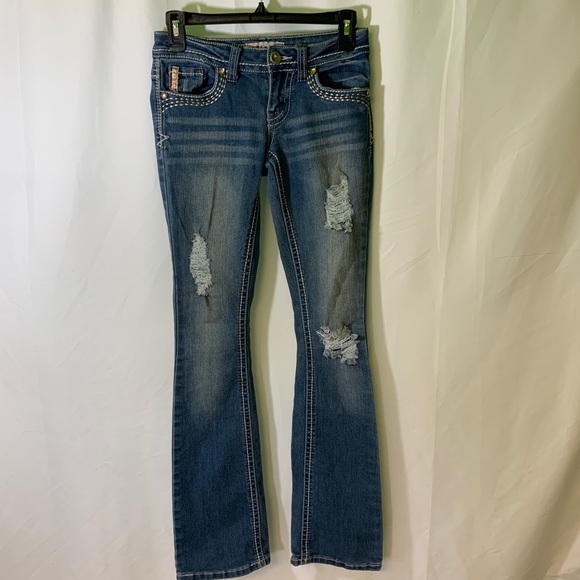 1st Kiss Denim - 5/$25 1st KISS Flared Blue Jeans Distressed EUC
